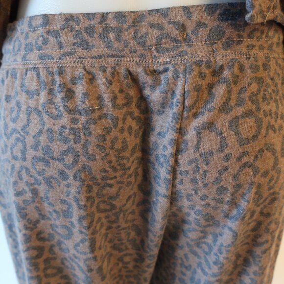 Womens P.J. Salvage Brown Black Leopard 2Pc Set Leisure Top/L Jogger Pants XL * - Picture 10 of 12
